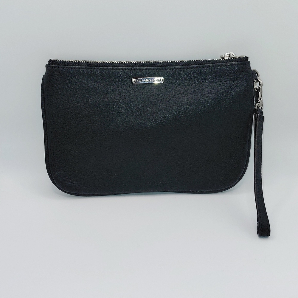 Rebecca Minkoff Black Pebbled Leather Wristlet Clutch - Picture 2 of 8